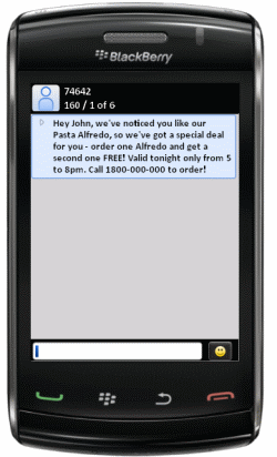 Mobile Phone with CRM Message